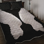 White Angel Wings Print Quilt Bed Set