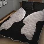 White Angel Wings Print Quilt Bed Set