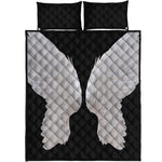 White Angel Wings Print Quilt Bed Set