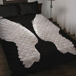 White Angel Wings Print Quilt Bed Set