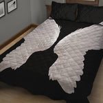 White Angel Wings Print Quilt Bed Set