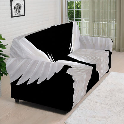 White Angel Wings Print Sofa Cover