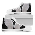 White Angel Wings Print White High Top Sneakers