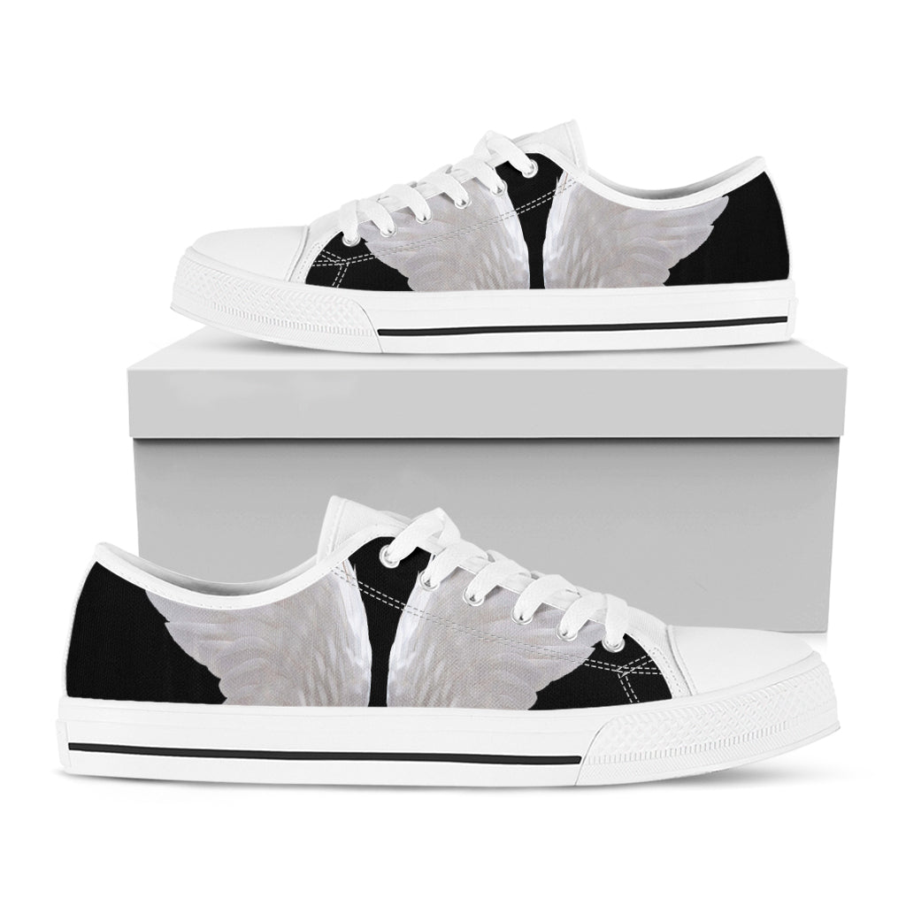White Angel Wings Print White Low Top Shoes