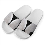 White Angel Wings Print White Slide Sandals
