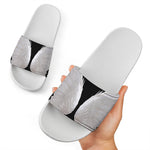 White Angel Wings Print White Slide Sandals