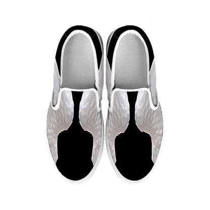 White Angel Wings Print White Slip On Shoes