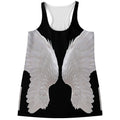 White Angel Wings Print Women's Racerback Tank Top
