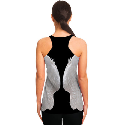 White Angel Wings Print Women's Racerback Tank Top