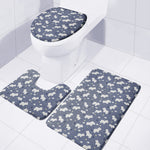 White Baby Polar Bear Pattern Print 3 Piece Bath Mat Set