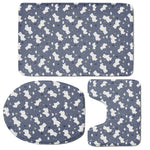 White Baby Polar Bear Pattern Print 3 Piece Bath Mat Set
