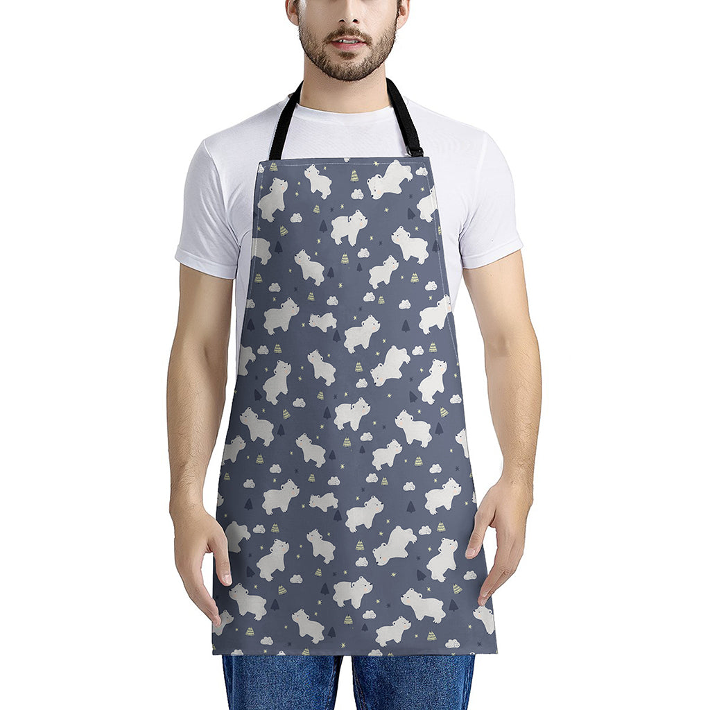 White Baby Polar Bear Pattern Print Apron