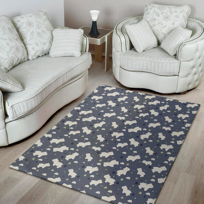 White Baby Polar Bear Pattern Print Area Rug