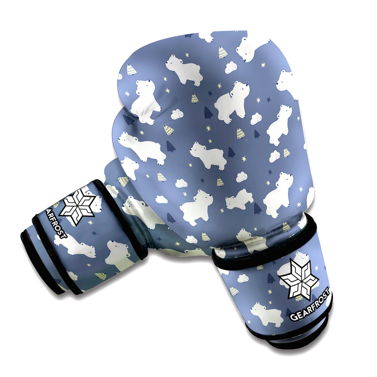 White Baby Polar Bear Pattern Print Boxing Gloves