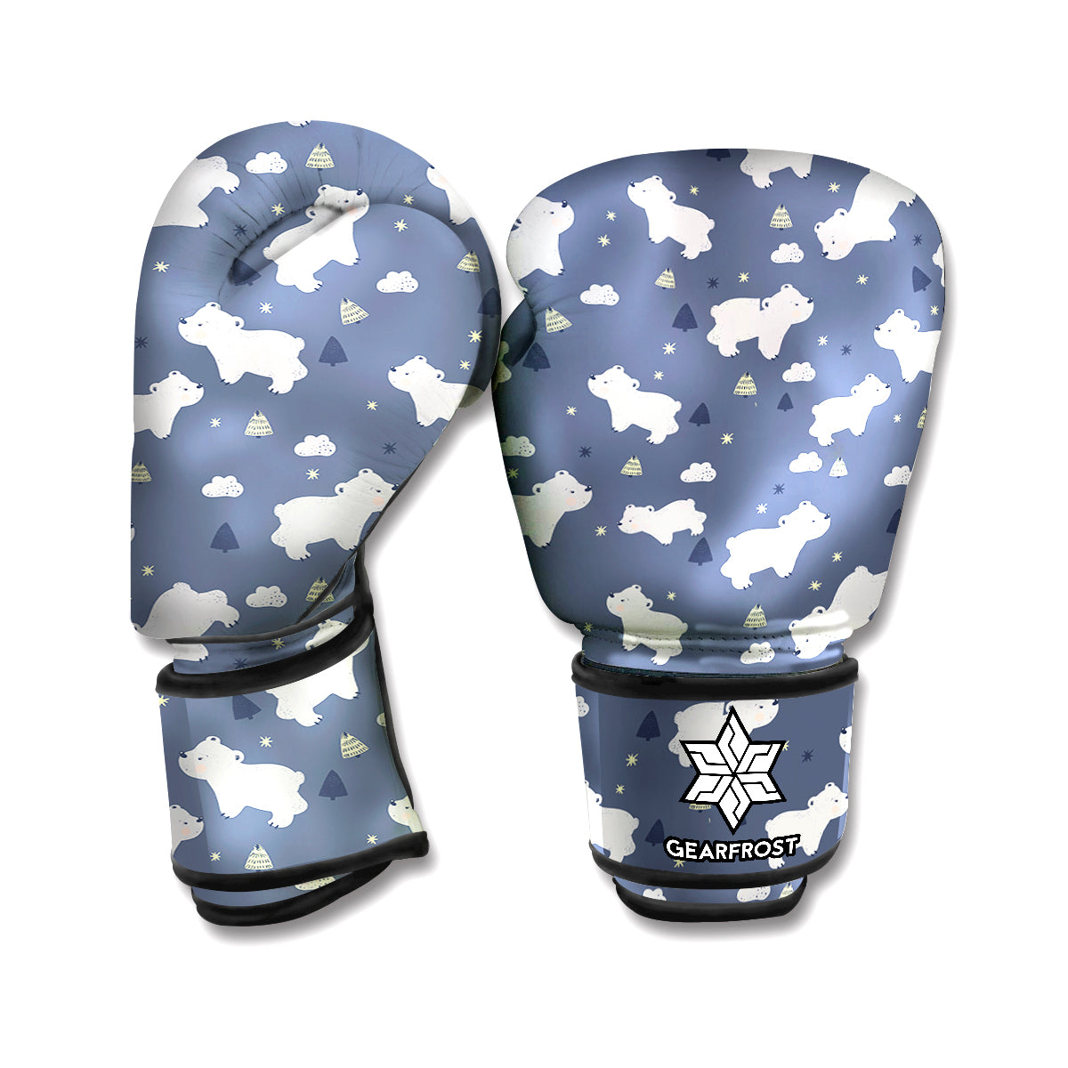 White Baby Polar Bear Pattern Print Boxing Gloves