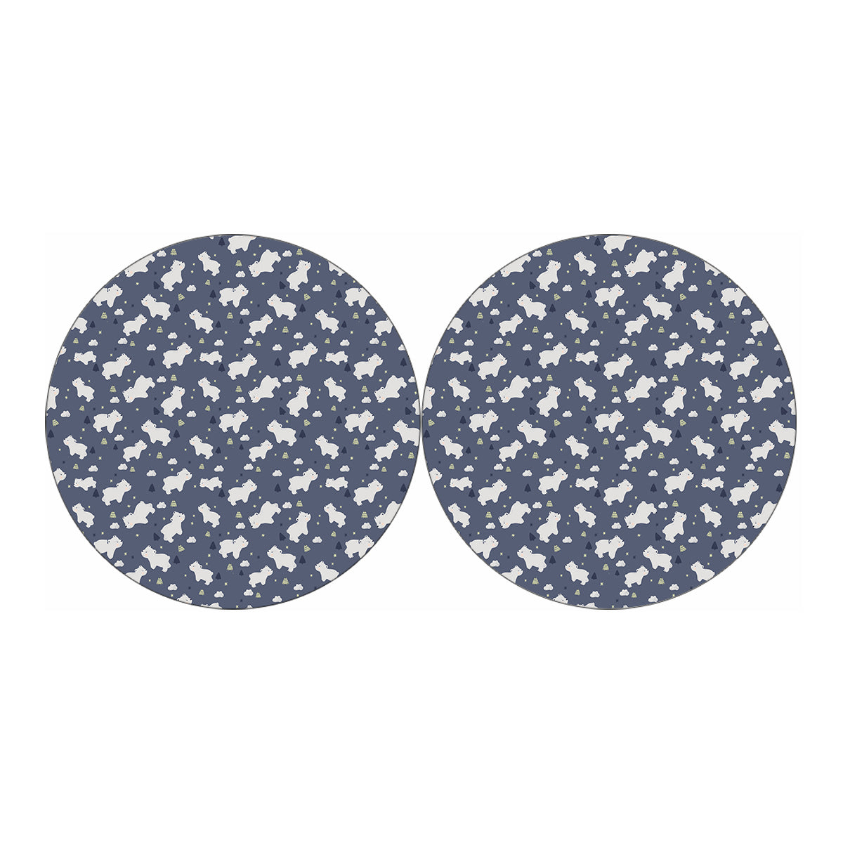 White Baby Polar Bear Pattern Print Car Coasters