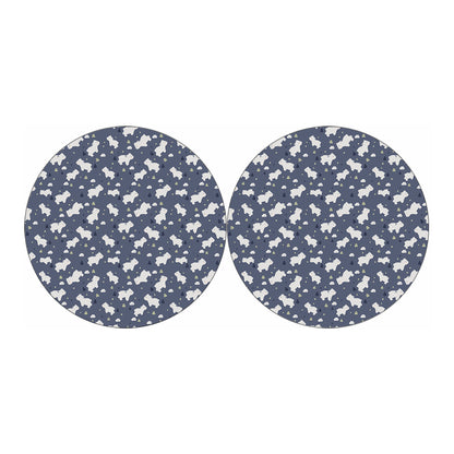 White Baby Polar Bear Pattern Print Car Coasters