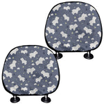 White Baby Polar Bear Pattern Print Car Headrest Covers