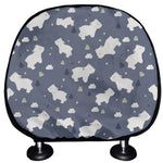 White Baby Polar Bear Pattern Print Car Headrest Covers