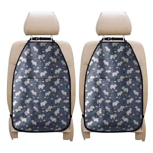 White Baby Polar Bear Pattern Print Car Seat Organizers
