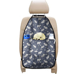 White Baby Polar Bear Pattern Print Car Seat Organizers