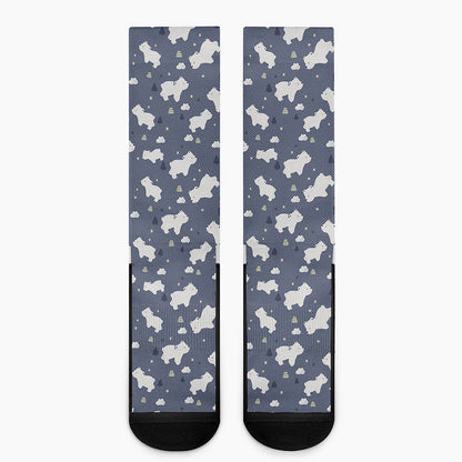 White Baby Polar Bear Pattern Print Crew Socks