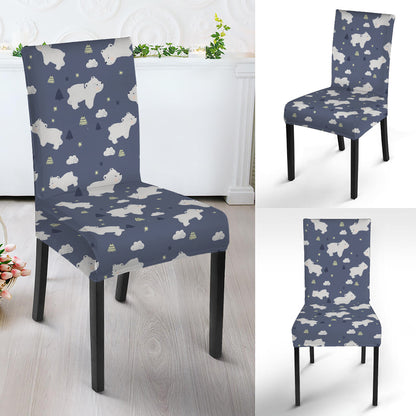 White Baby Polar Bear Pattern Print Dining Chair Slipcover
