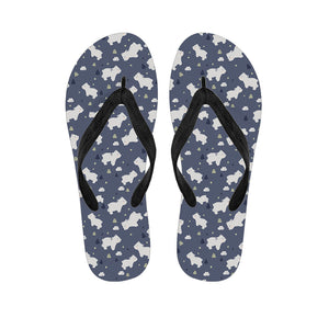 White Baby Polar Bear Pattern Print Flip Flops