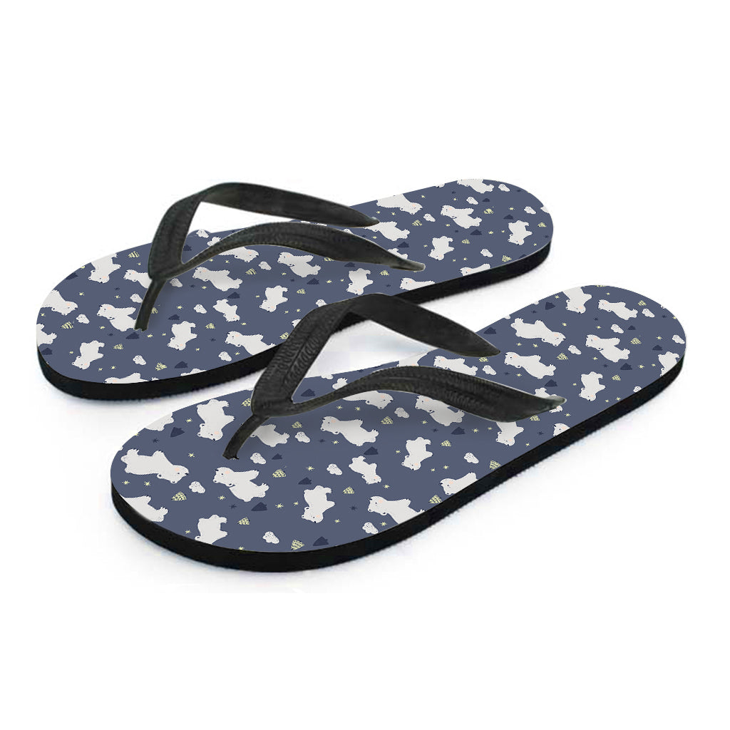 White Baby Polar Bear Pattern Print Flip Flops