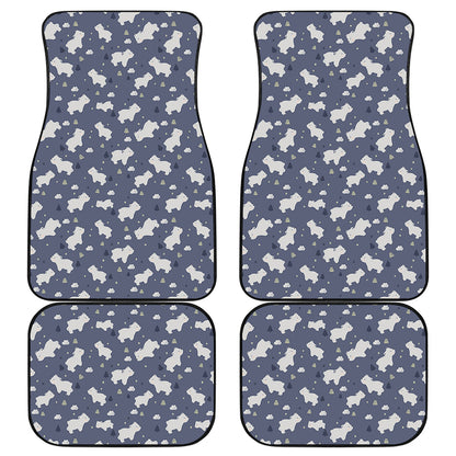 White Baby Polar Bear Pattern Print Front and Back Car Floor Mats
