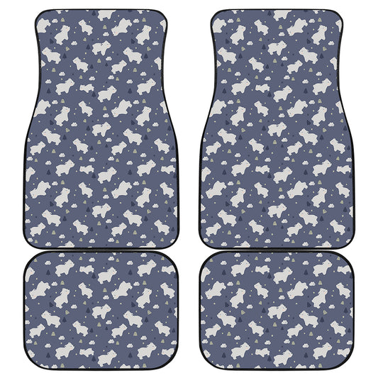 White Baby Polar Bear Pattern Print Front and Back Car Floor Mats