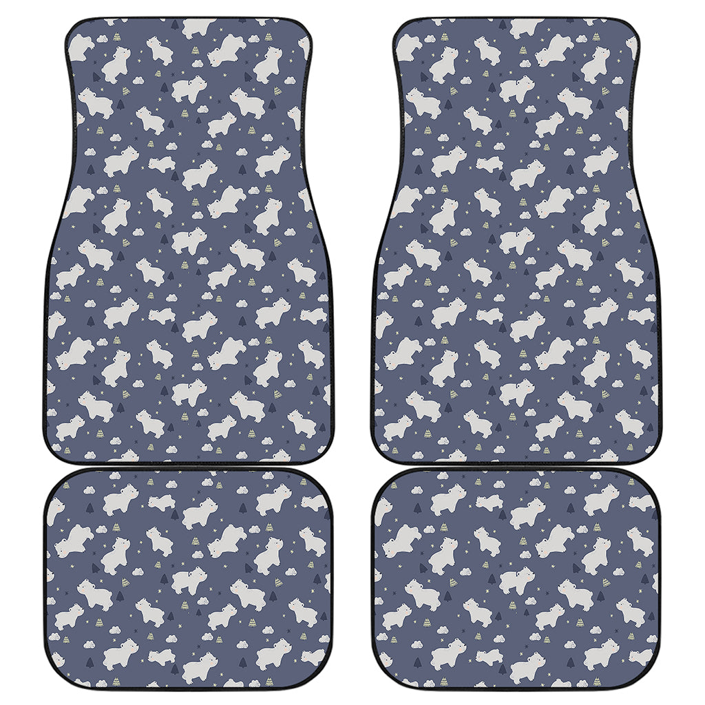 White Baby Polar Bear Pattern Print Front and Back Car Floor Mats