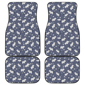 White Baby Polar Bear Pattern Print Front and Back Car Floor Mats