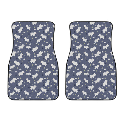 White Baby Polar Bear Pattern Print Front Car Floor Mats