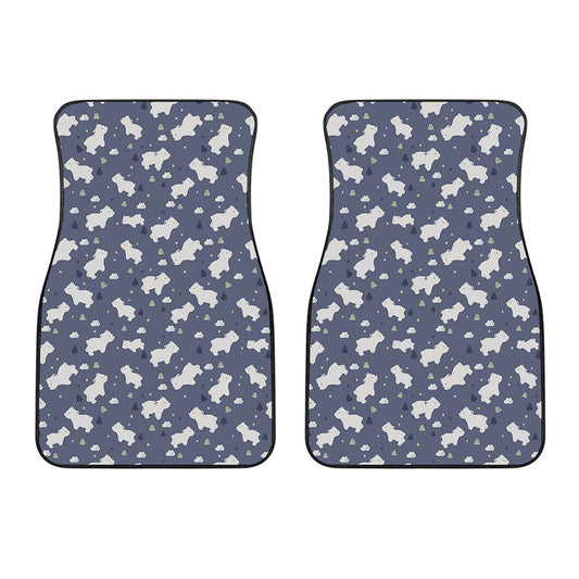 White Baby Polar Bear Pattern Print Front Car Floor Mats