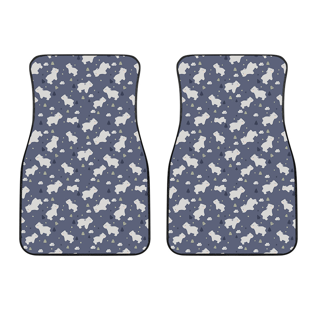 White Baby Polar Bear Pattern Print Front Car Floor Mats