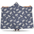 White Baby Polar Bear Pattern Print Hooded Blanket