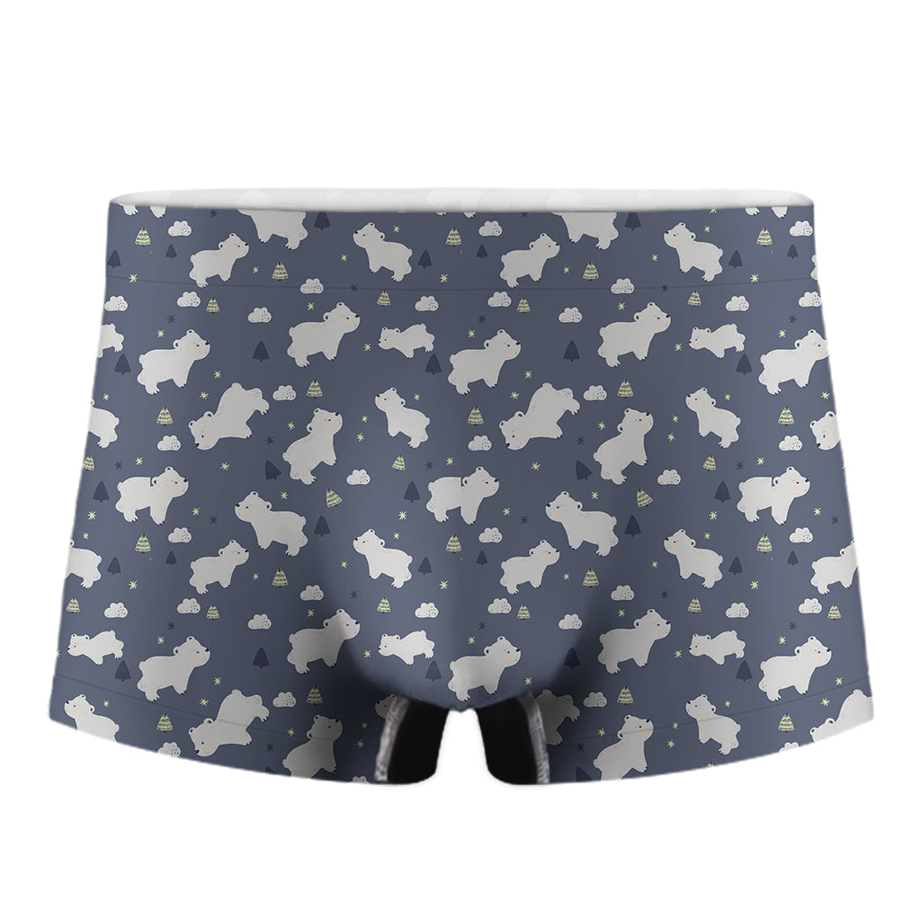 White Baby Polar Bear Pattern Print Men's Boxer Briefs