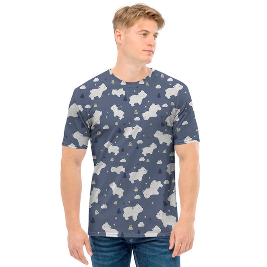 White Baby Polar Bear Pattern Print Men's T-Shirt