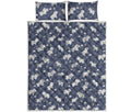 White Baby Polar Bear Pattern Print Quilt Bed Set