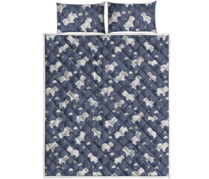 White Baby Polar Bear Pattern Print Quilt Bed Set