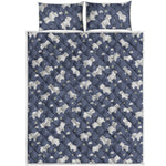 White Baby Polar Bear Pattern Print Quilt Bed Set