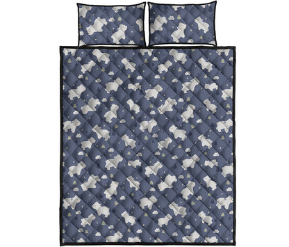 White Baby Polar Bear Pattern Print Quilt Bed Set