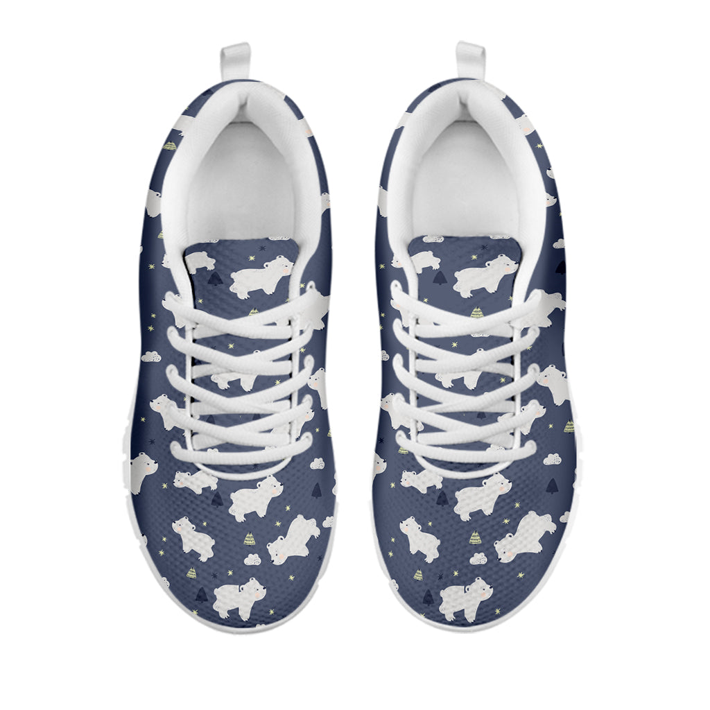 White Baby Polar Bear Pattern Print White Sneakers