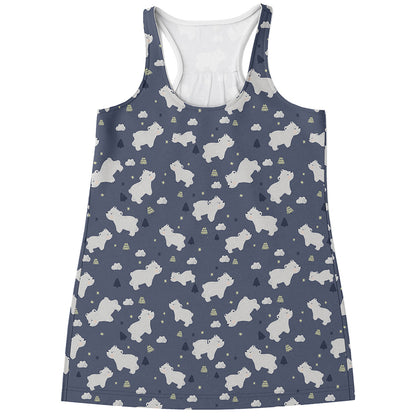 White Baby Polar Bear Pattern Print Women's Racerback Tank Top