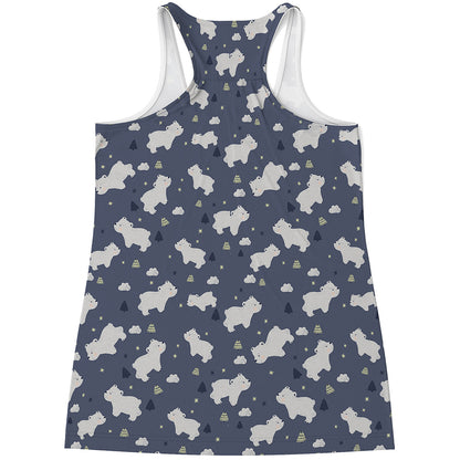 White Baby Polar Bear Pattern Print Women's Racerback Tank Top