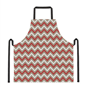 White Beige And Red Chevron Print Apron