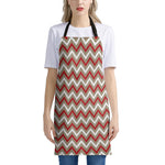 White Beige And Red Chevron Print Apron