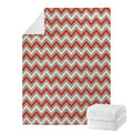 White Beige And Red Chevron Print Blanket