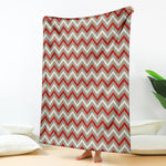 White Beige And Red Chevron Print Blanket